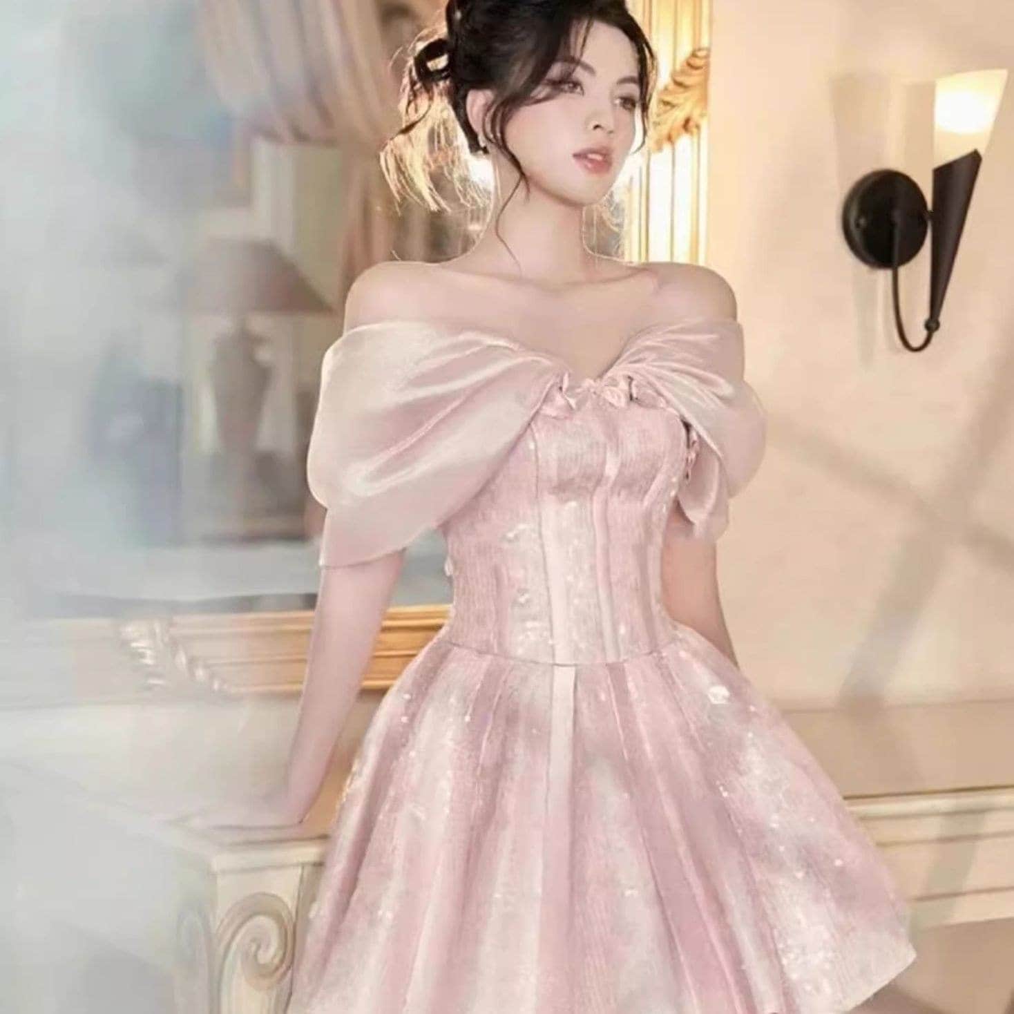 パーティードレス ウェディングドレス ピンク 新作 高級感 ワンピース 結婚式 花嫁 成人式 お呼ばれ ウェディング 演奏会 二次会 前撮り ドレス