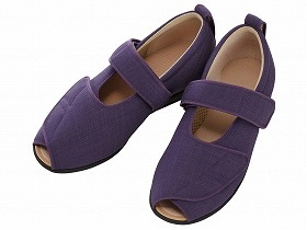 徳武産業 あゆみシューズ 介護靴 施設用 オープンマジックIII 7E 紫 両足3Lサイズ 7032