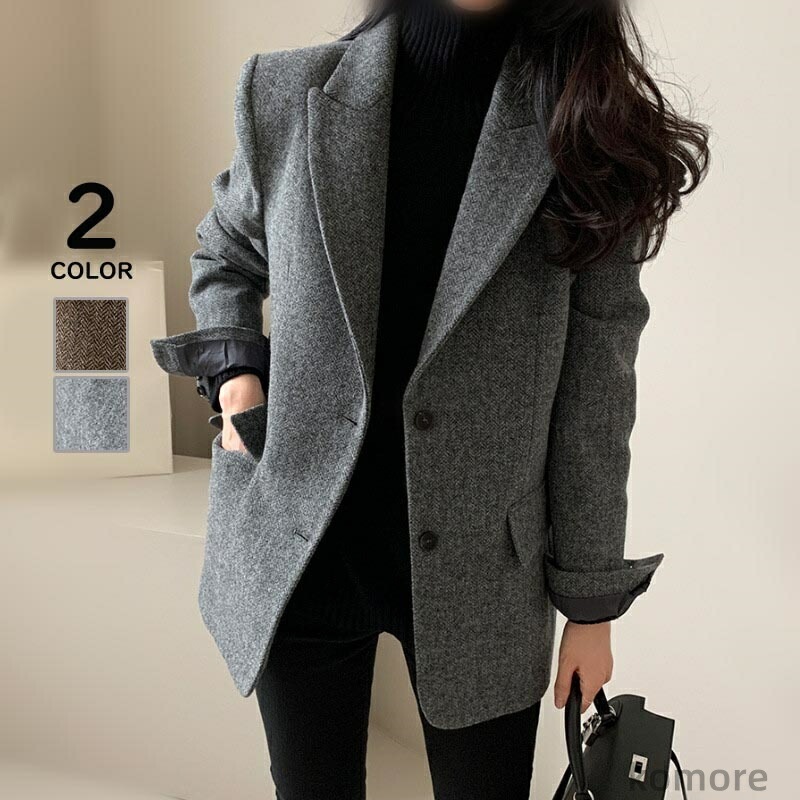 テーラード ジャケット アウター テーラードジャケット厚手 レディース 長袖 ポケット付き ライトアウター