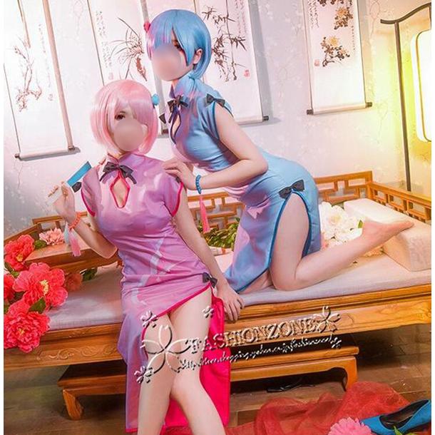 Re:ゼロから始める異世界生活 レム ラム 風コスプレ 衣装 ウィッグ リゼロ レム コスプレ ラム コスプレ チャイナドレス