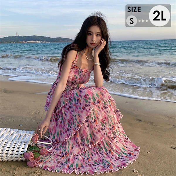 リゾートワンピース レディース サマードレス ワンピース 夏ワンピ ロング おしゃれ ファッション 春夏 カジュアル 花柄 体型カバー ゆったり 大きめ きれいめ ハワイ 沖縄 旅行用 大人 20代