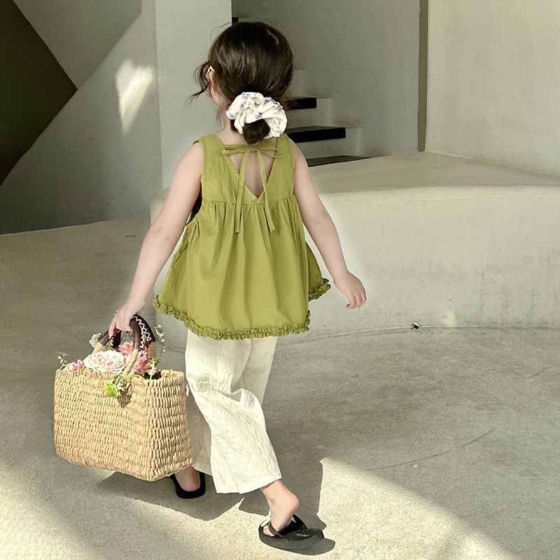 2025新作人気最安値保証夏新作子供服トップスレースワイドパンツスーツ2点セット上下セット品質良い 5,069円