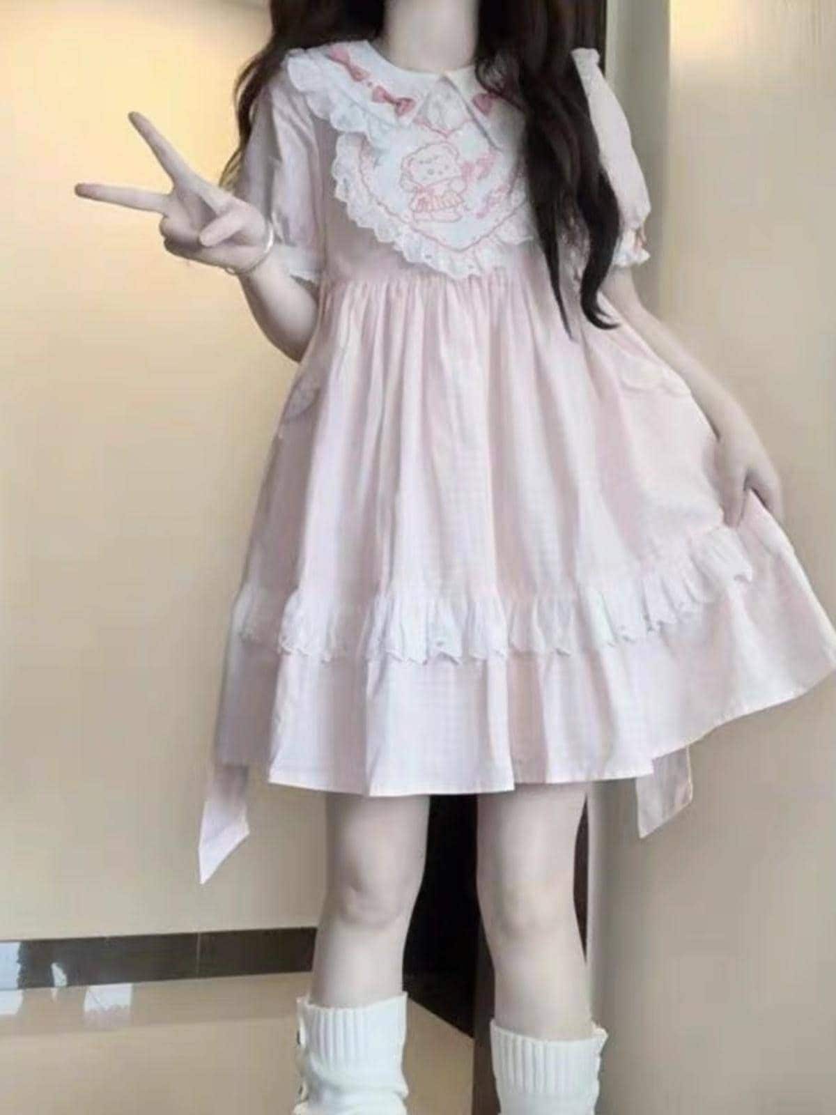 ロリータ コスプレ 2024新作 夏 ロリータ ワンピース ラッフル 着痩せ ワンピース