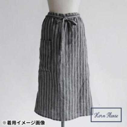 志成販売 スカートエプロン リネン ストライプ カルム ベージュ 303227BE