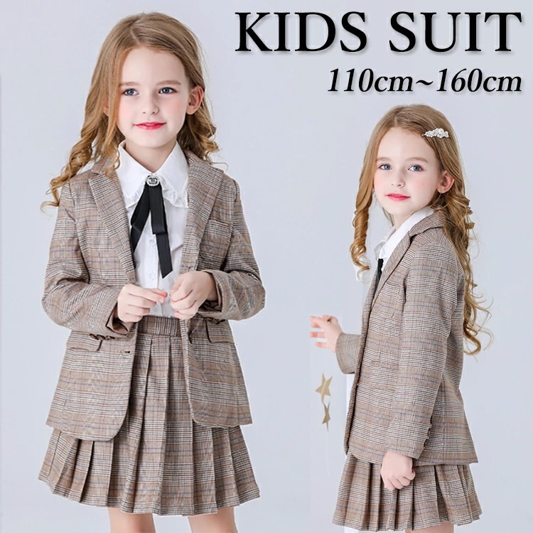 新品更新 卒業式 スーツ 女の子 卒服 女子 小学校 セット 韓国 制服 ピアノ発表会 小学生 女の子 チェック柄 150 160 スカート 中学生 なんちゃって制服 ブレザー JK フォーマル スー