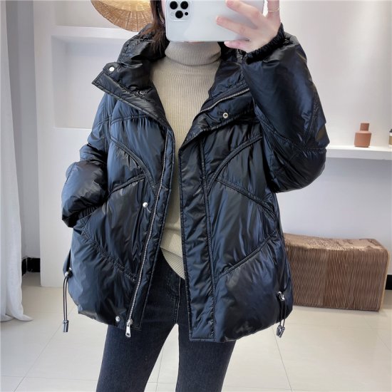 【取寄：納期2週間】ダウンジャケット ジップアップ レディース 韓国 ファッション 大きめ襟 あたたか 防寒 アウター ステッチ おしゃれ ダウンジャケット アウター 冬 ジャケット レディース 通勤