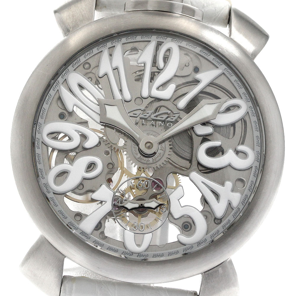 ガガミラノ GaGa MILANO 5310.01 マヌアーレ48MM スケルトン 手巻き メンズ 保証書付き_883488【中古】
