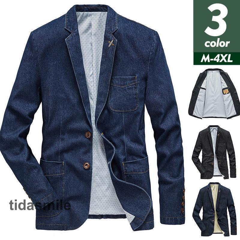 テーラードジャケット メンズ デニム デニムジャケット ブレザー 2ボタン 紳士服 おしゃれ 春 秋 ジャケット 大きいサイズ アウター 無地 5,326円