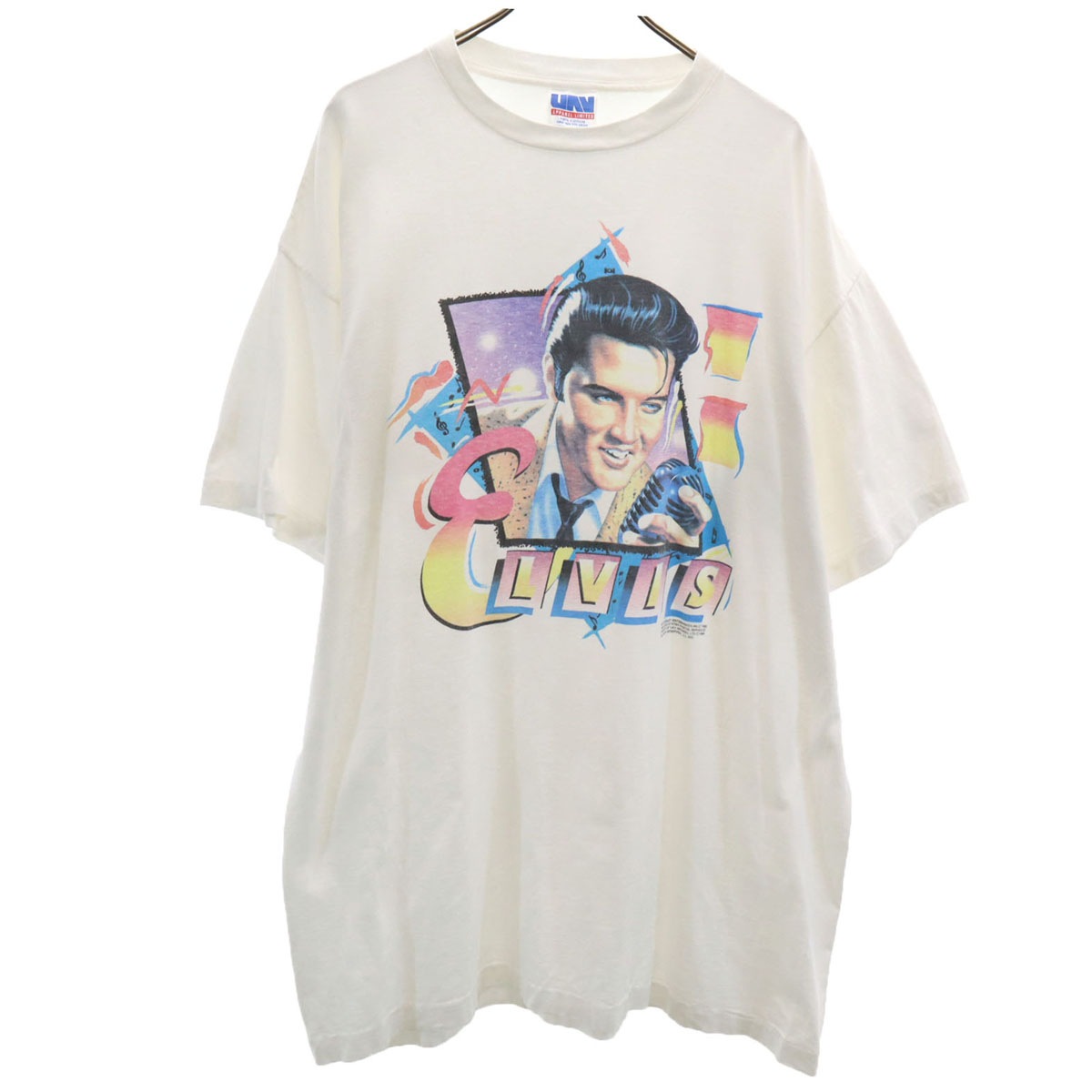 UAV APPAREL LIMITED 90s オールド USA製 エルビスプレスリー 半袖 シングルステッチ Tシャツ free ホワイト Elvis Presley メンズ 古着