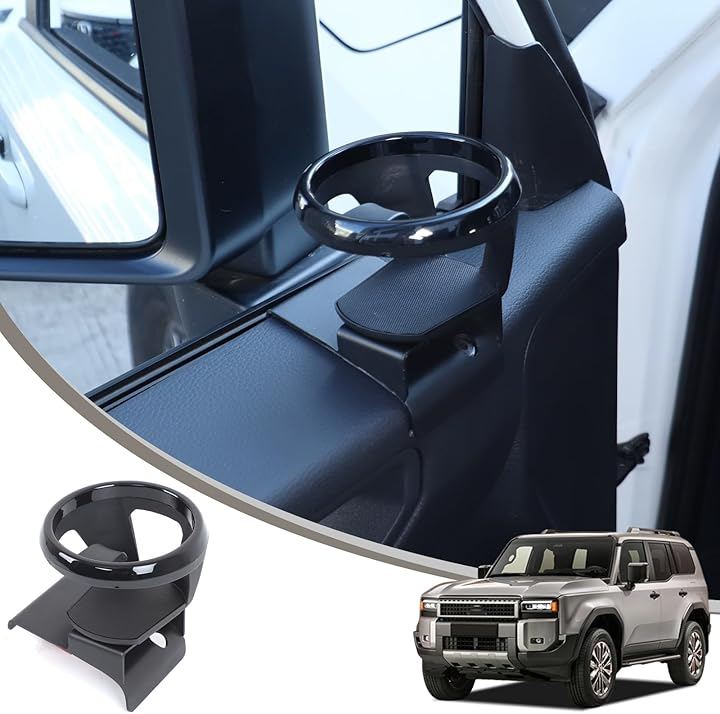 トヨタ ランドクルーザー250 ランクル250 専用 ドリンクホルダー カップホルダー 丸型 炭素鋼素材 内装パーツ 便利グッズ カスタム アクセサリー (ブラック, 助手席用)