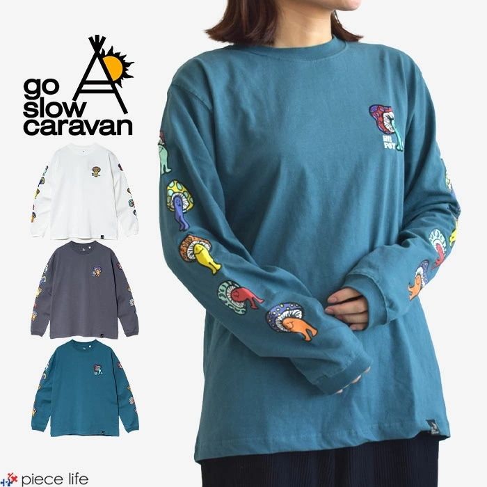 【2025秋冬新作】ゴースローキャラバン ロンT 長袖 Tシャツ メンズ レディーストップス USA/C Hi!PSY! キノコ ロングスリーブ TEE 351903