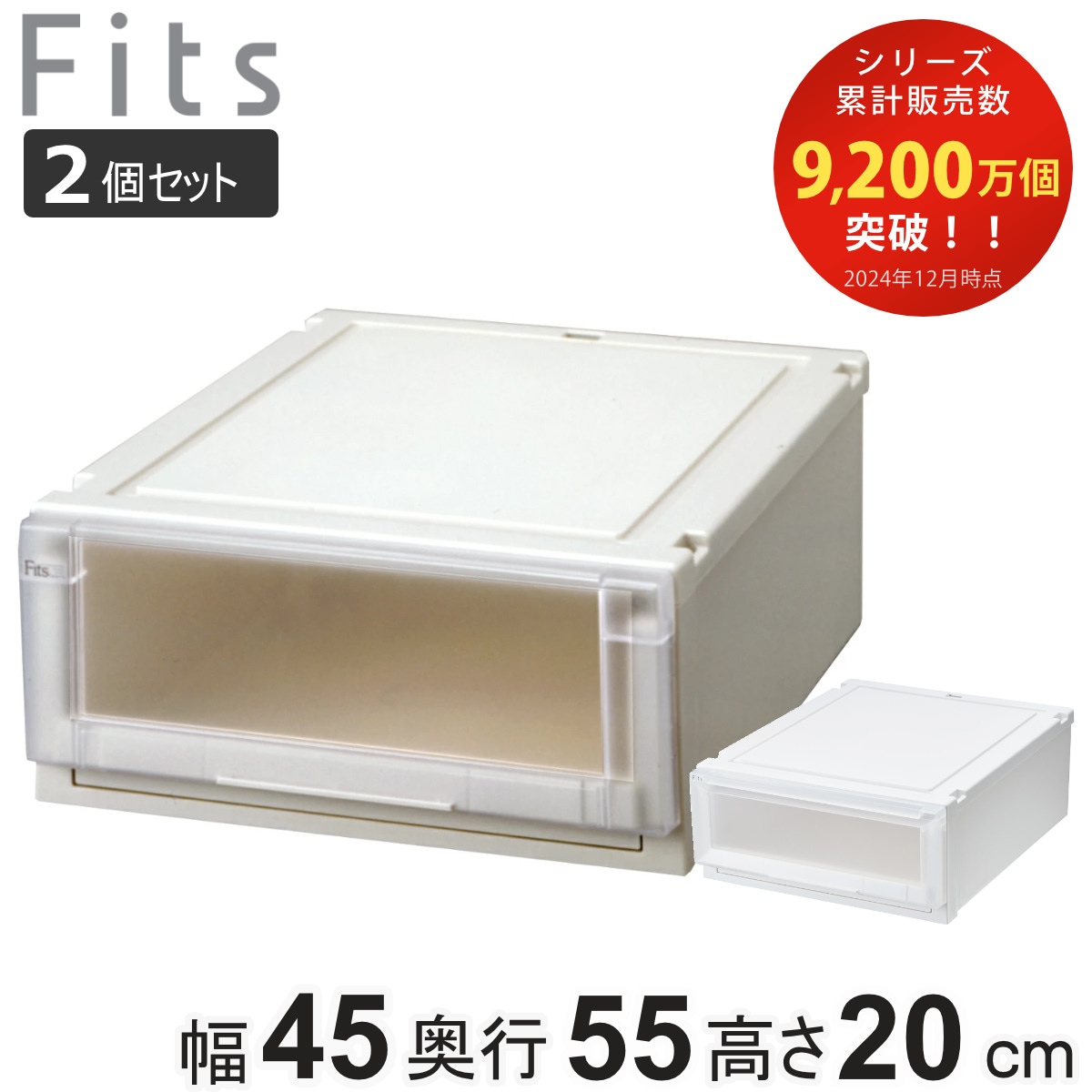 収納ケース 同色2個セット 幅45x奥行55x高さ20cm Fits フィッツケース アドバンス 4520 クローゼット 収納 収納ボックス 引き出し 日本製 プラスチック 衣装ケース 天馬