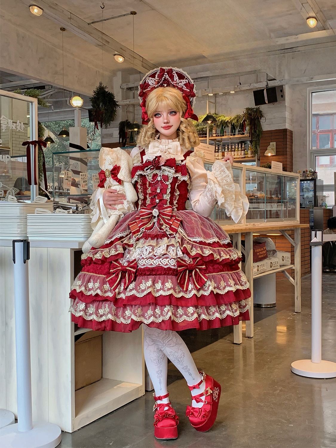 ロリータ甘美で可愛らしいロリータドレス 花嫁JSKロリータドレス（スカート・トレーン・ボックスを含む）