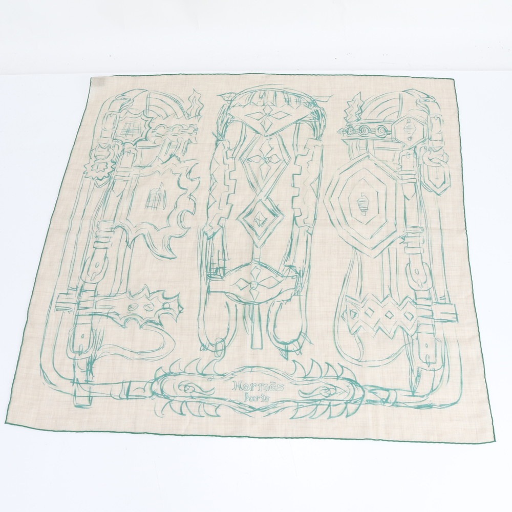 極美品 タグ付 カレ 90 カシミヤ レジェ ブリッド エ デスタン エスキス カシミヤ 100％ ベージュ スカーフ レディース メンズ EUM DN21-2 中古