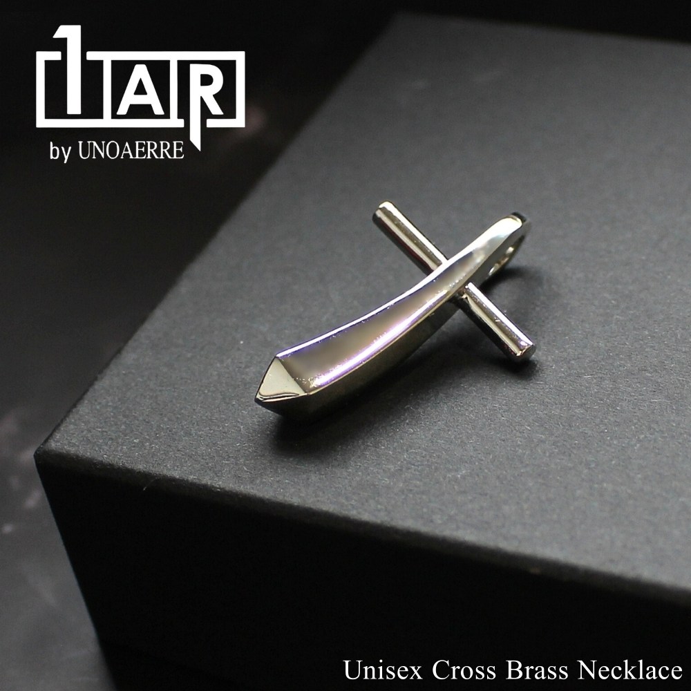 正規品 ショッパー付き 1AR by UNOAERRE クロス ネックレストップ ネックレスチャーム メンズ レディース 真鍮 イタリア製 ペンダントトップ ペンダントヘッド ホワイトシルバー プレゼ