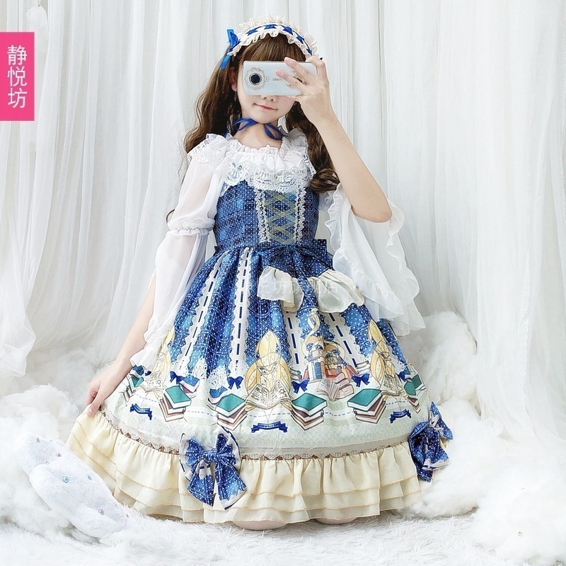 正規品cosデザインlolitaワンピース宮廷ハス葉縁jskストラップワンピース