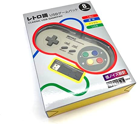 AZZOR BUFFALO USBゲームパッド 8ボタン スーパーファミコン風 グレー