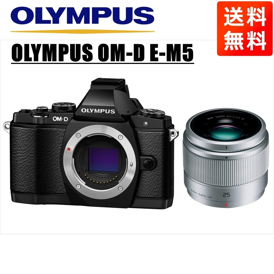 OM-D E-M5 ブラック パナソニック 25ｍｍ 1.7 シルバー レンズセット ミラーレス一眼 カメラ 中古