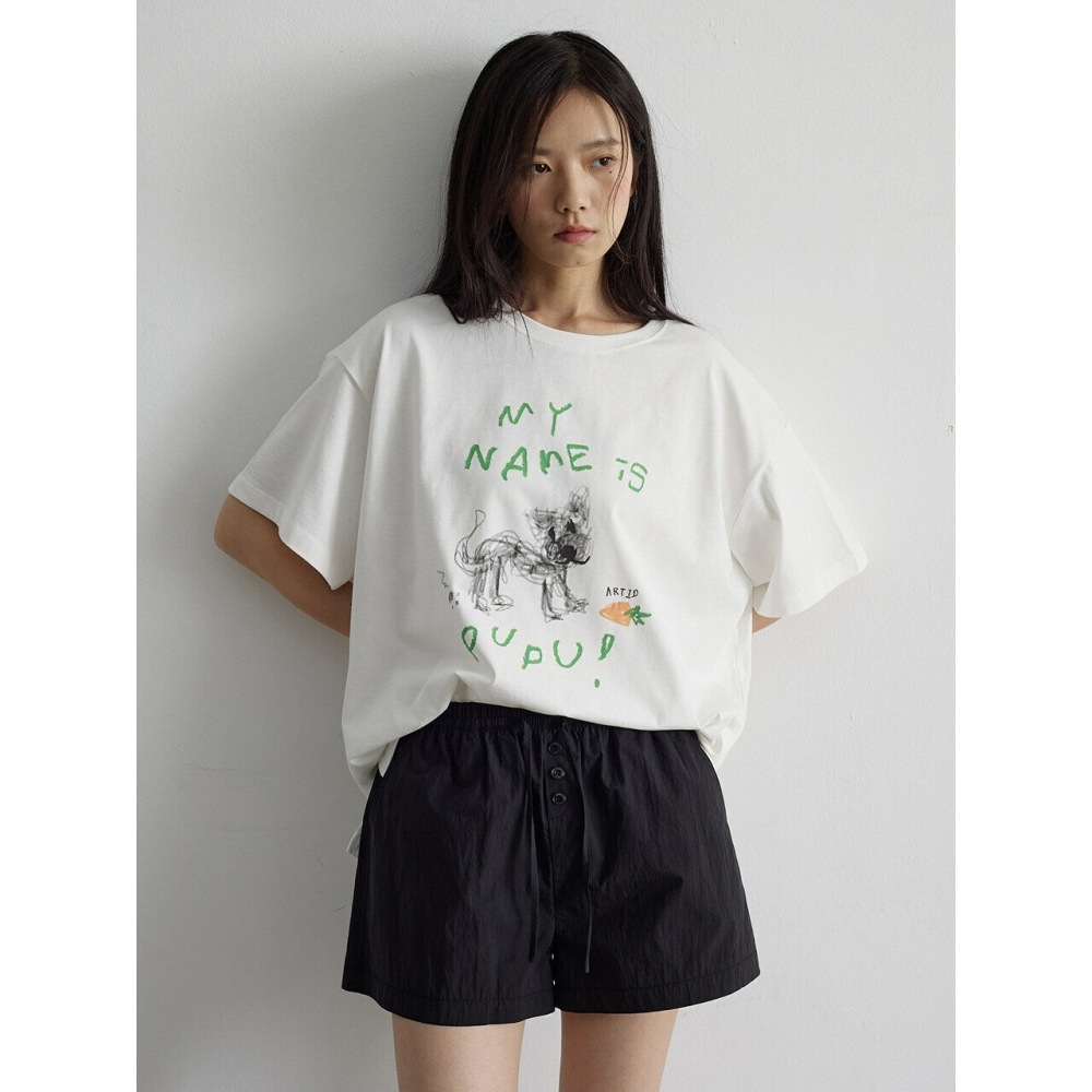 ARTID ボタンディテールバンディングショーツブラック