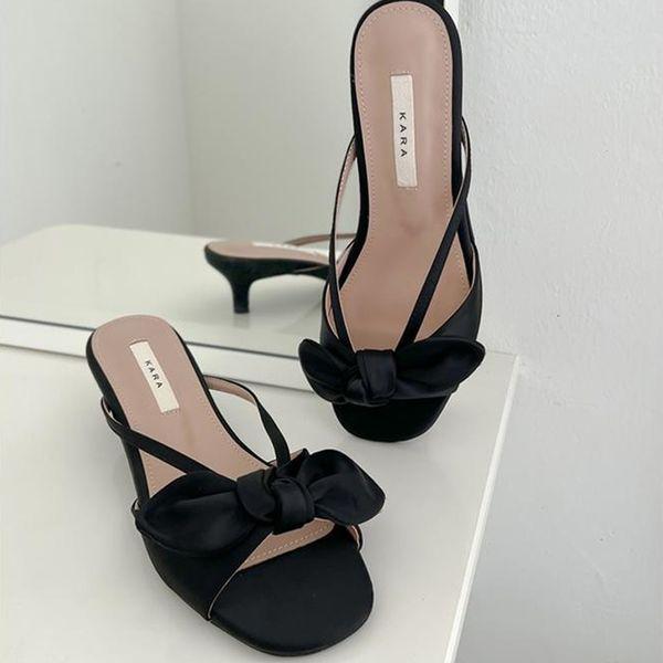 女性夏リボンスリッパヒール4cm_P402207324