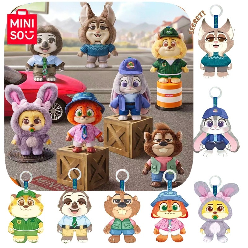 【公式正规品】m i n i s o名創優品 6点セット1箱全部買う シークレット ディズニー ズートピア シティ住民シリーズ ビニール製 ぬいぐるみ キーチェーン 福袋 バッグチャーム クリスマス