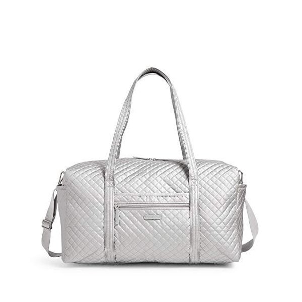 Vera Bradley Women s Signature Cotton Travel Duffel Bag， Silver Pearl， One Size 並行輸入品