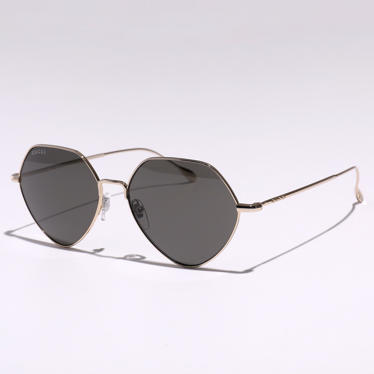 GUCCI グッチ サングラス GG1182S レディース ポリゴン型 メタルフレーム 細フレーム クリングスタイプ ロゴ アイウェア 001/GOLD-GOLD-GREY