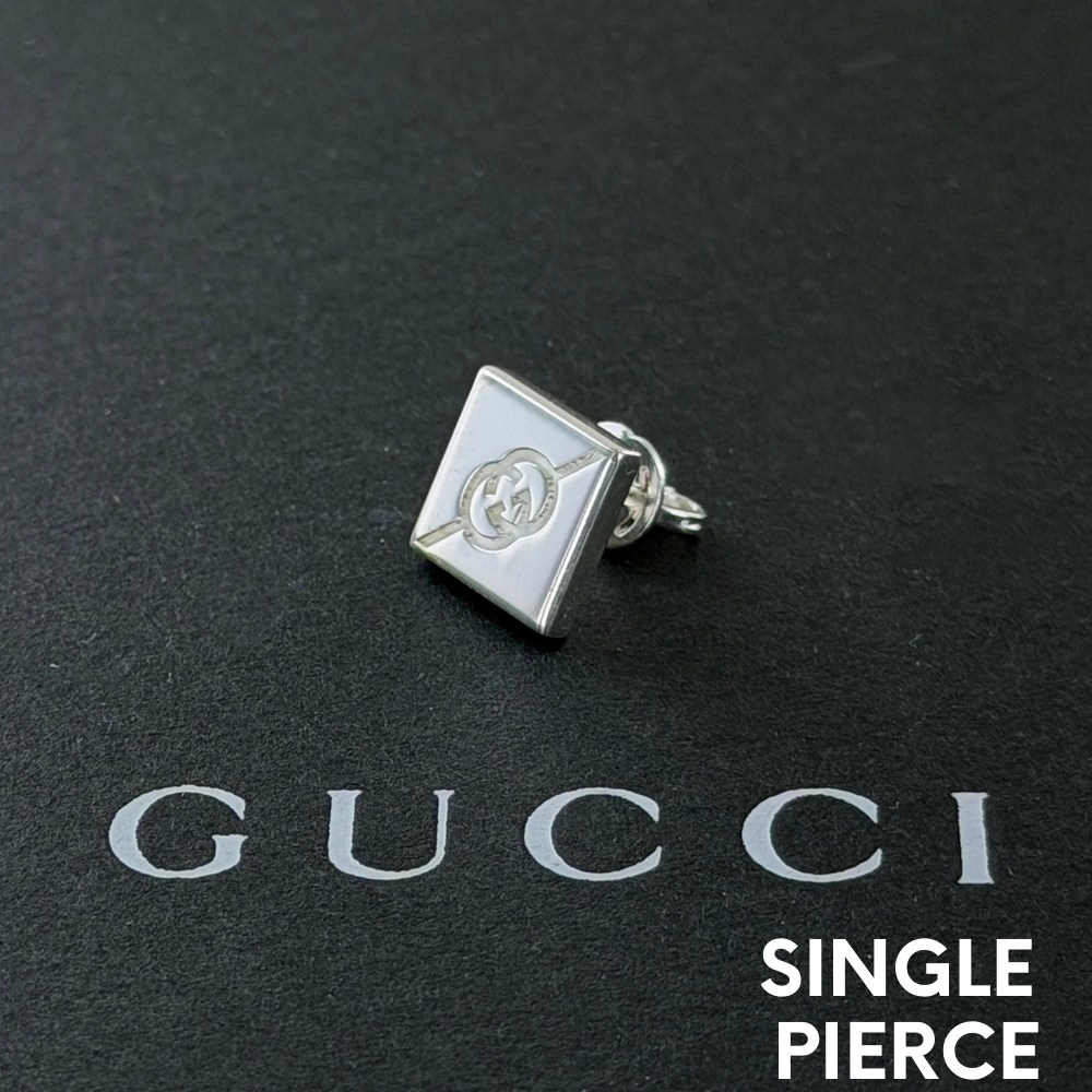 グッチ ピアス 片耳 ダイアゴナル インターロッキングG シルバー レディース メンズ ユニセックス GUCCI シルバー925 スタッズ ギフト プレゼント 誕生日 彼氏 彼女 774033 成人