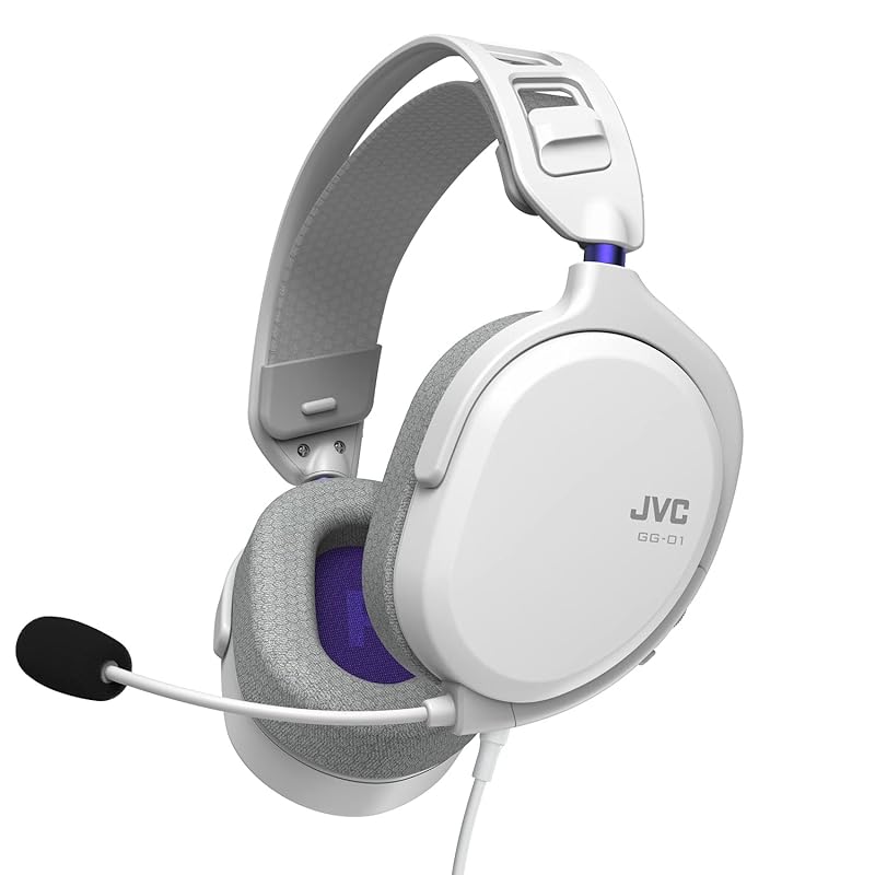 即納：JVCケンウッド JVC GG-01-H ゲーミングヘッドセット 本体質量約199g軽量ボディ ホワイト