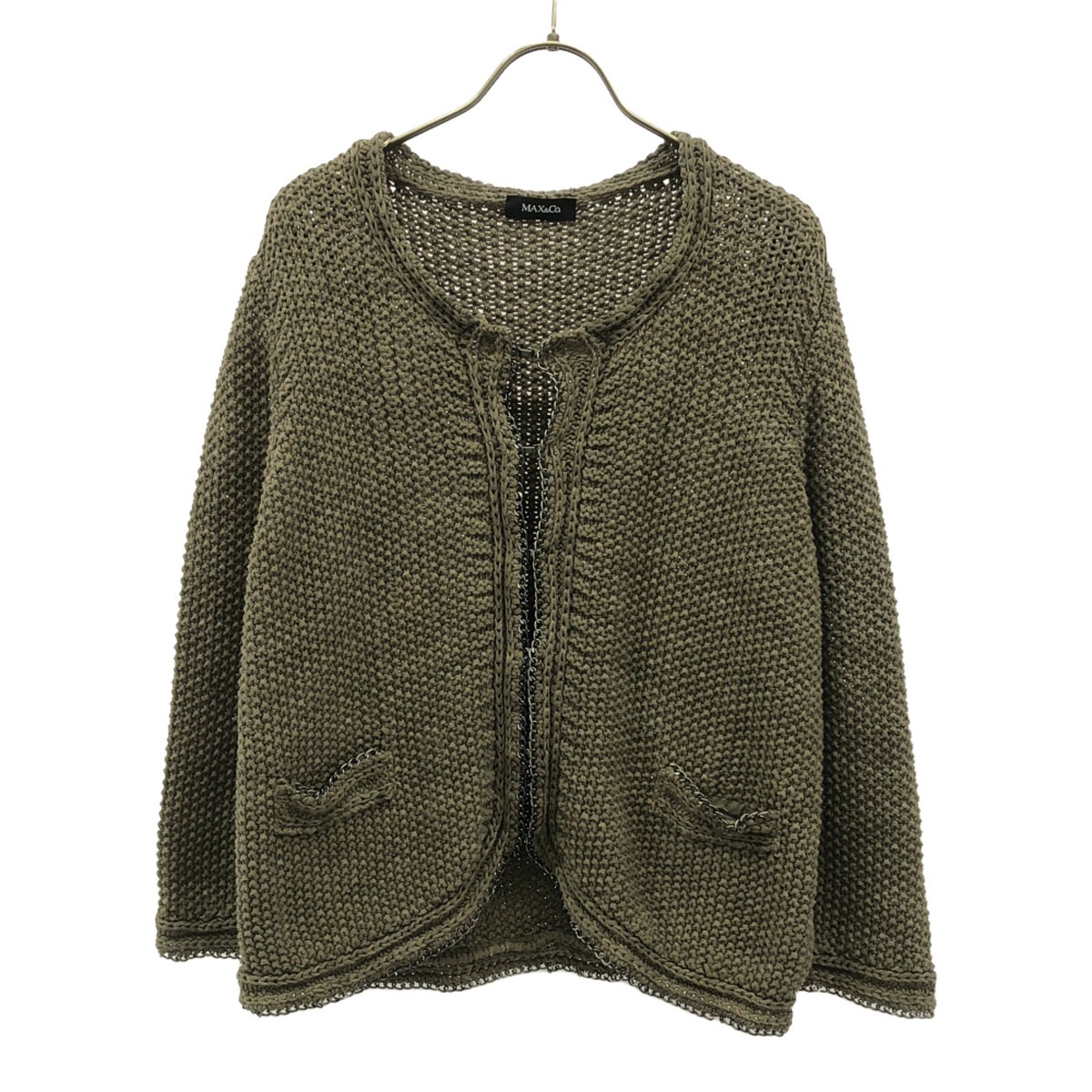 MAX&CO マックスアンドコー コットン ニットジャケット L ブラウン レディース 古着
