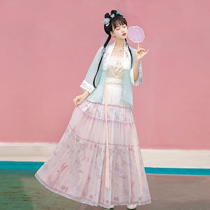 Fei Tilan Liuliyue Song Dynasty Hanfuの女 r n1001- Liuliyue (ソングワイプ + カーディガン + プリーツスカート) r n2000サイズ r