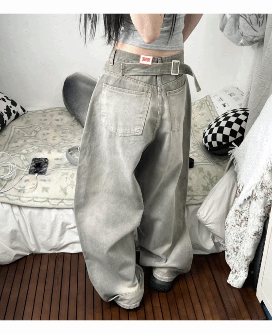 EZKATONのSmoke Wide Denim Pants 全2色 EZKATON] Smoke Wide Denim Pants デニム・ジーンズ