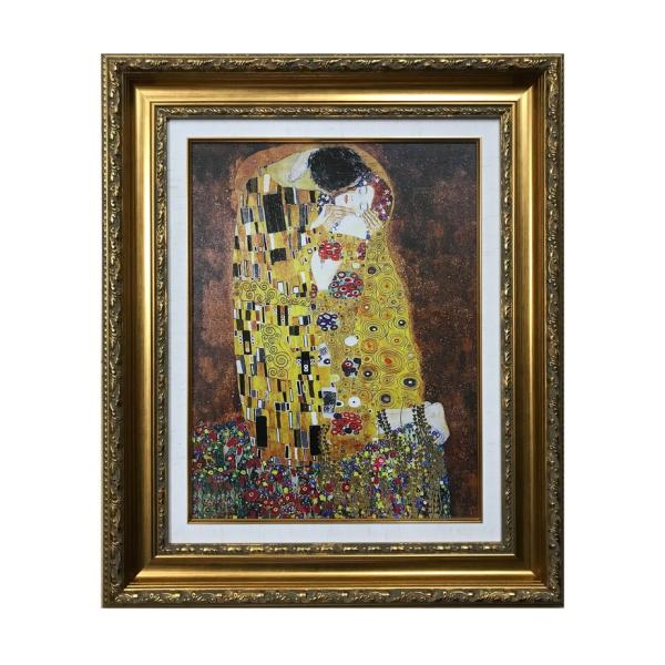 ファブリックパネル アートフレーム おしゃれ 名画 絵画 壁掛け ウォールデコレーション グスタフ・クリムト キス 接吻 495x590mm