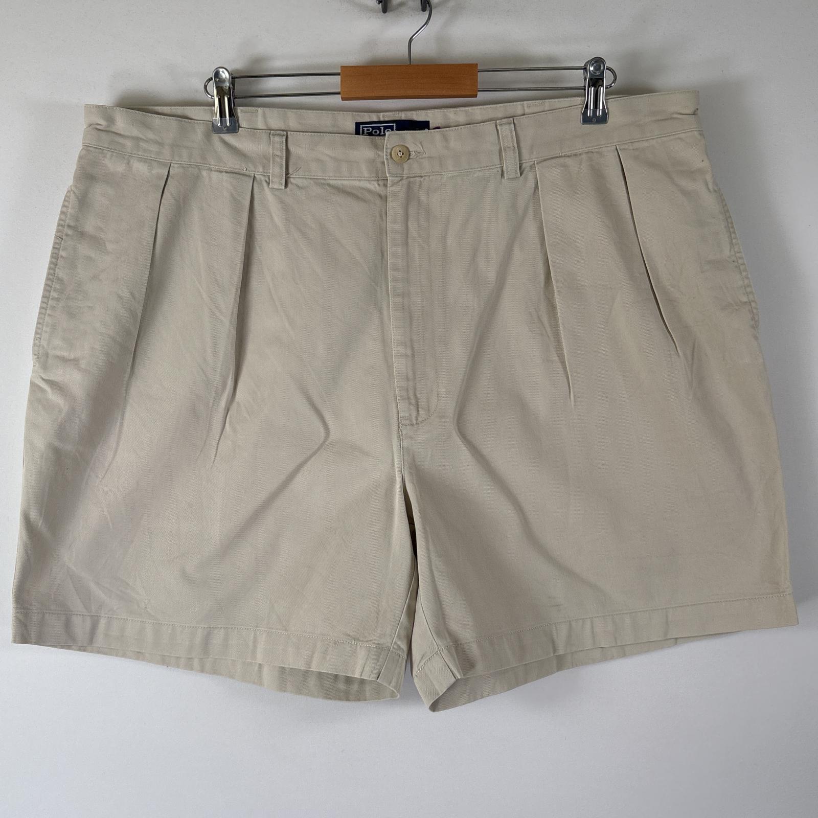 古着 ショートパンツ 半ズボン ポロチノ ワンポイント ハーフパンツ 大きいサイズ ライトベージュ メンズ