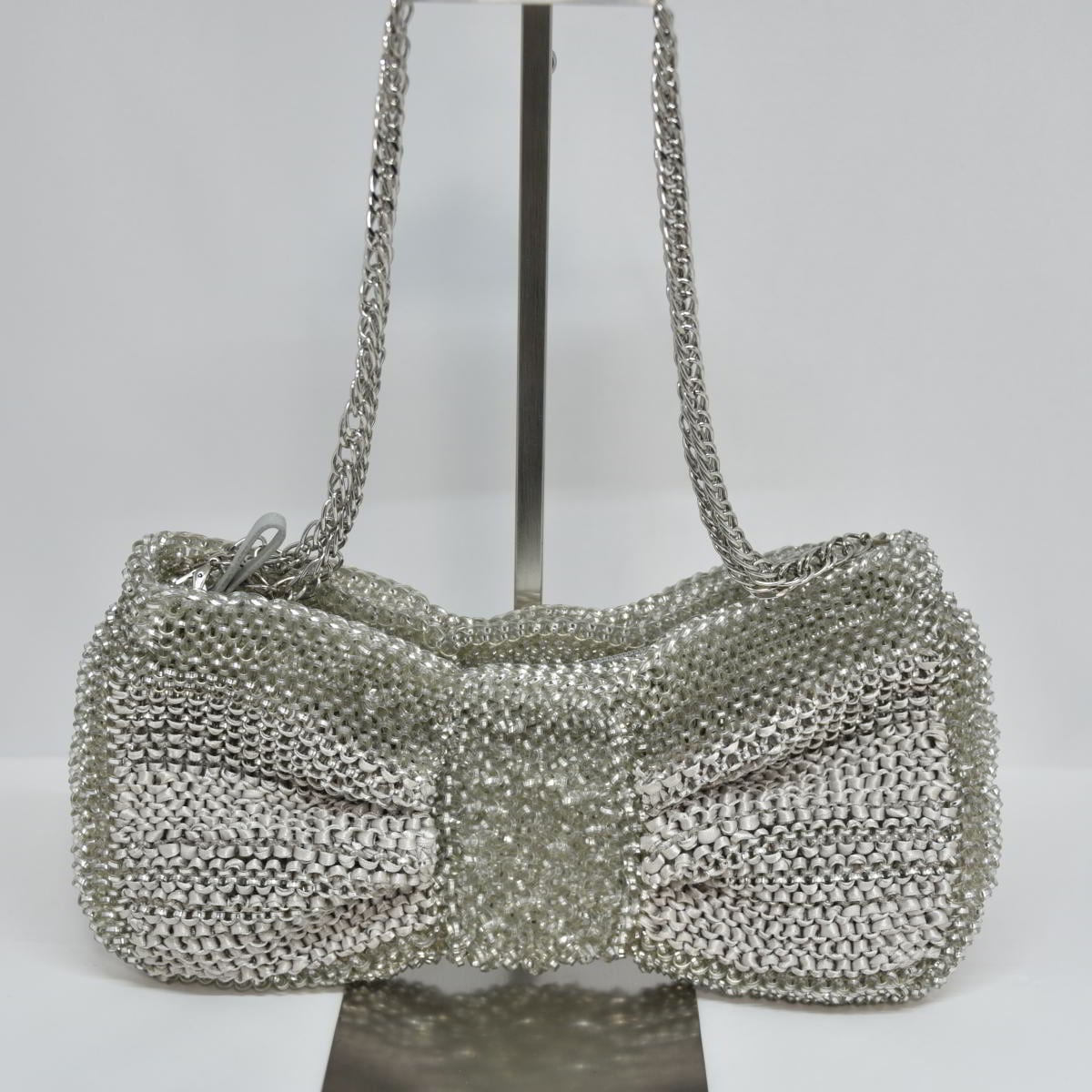 ショルダーバッグ ハンドバッグ ワイヤー シルバー レディース