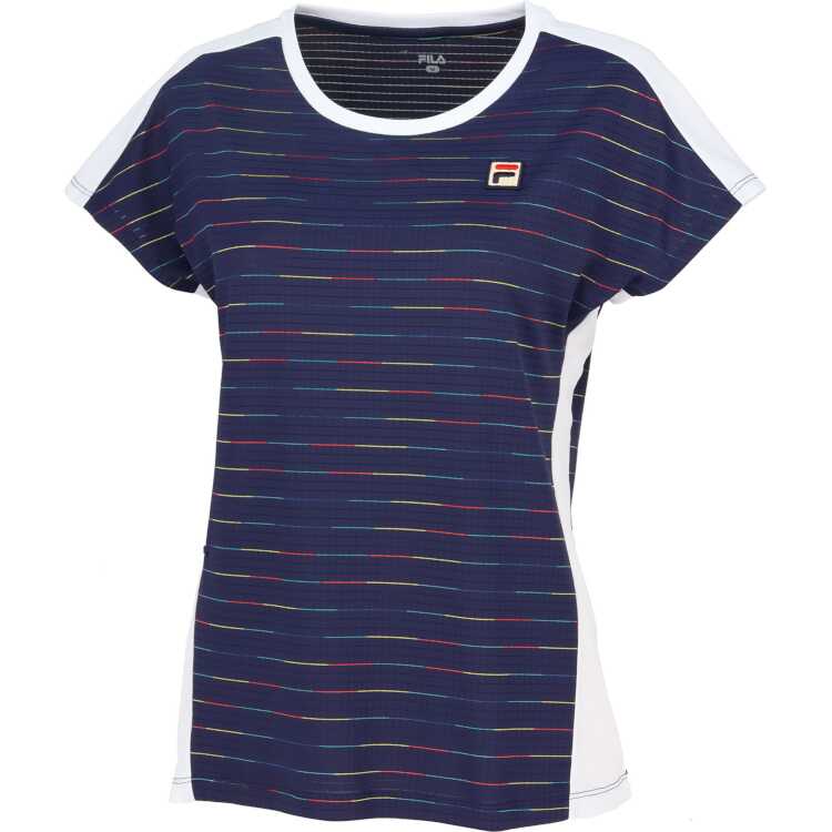 No.803 FILA ラケットDesignが可愛いゲームシャツ☆NAVY☆ テニス】ゲームシャツ / レディース （ネイビー） -FILA（フィラ