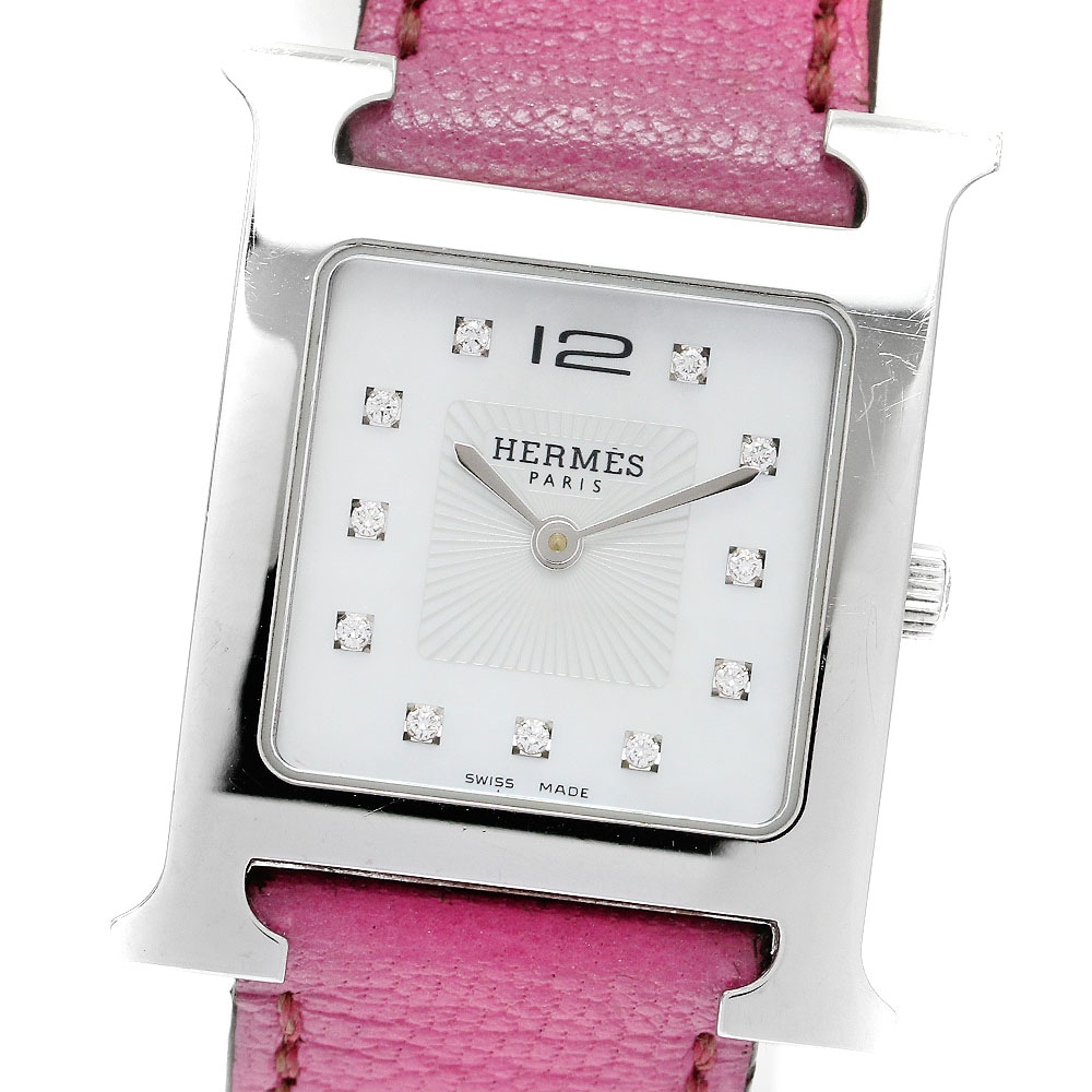 エルメス HERMES HH1.510e Hウォッチ 11Pダイヤ クォーツ レディース 内箱・保証書付き_911635【中古】