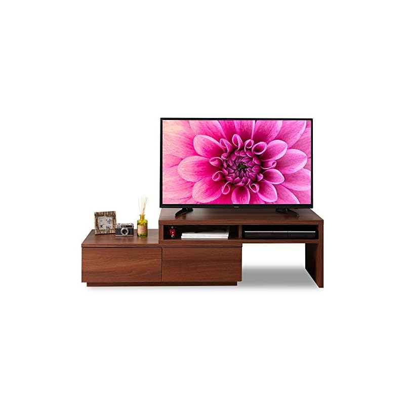 【即納】【26-43型推奨】 アイリスオーヤマ テレビ台 テレビボード 伸縮 コーナー 扉付 引き出し付 幅100-185cm 奥行38.8cm 高さ41.1cm 24型 26型 32型 ウォールナッ