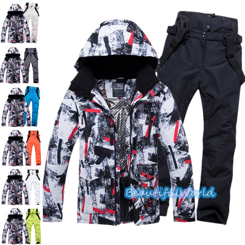 スノーボードウェア上下セットスキーウェアメンズレディースセットアップ男女兼用スノボウェアスノーボードジャケットパンツ撥水防風保温雪遊び暖かいH63