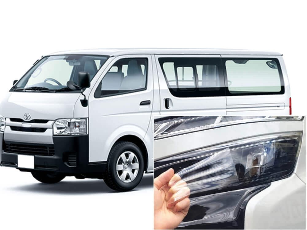 ヘッドライトプロテクションフィルム (ハイエース 200系 6型) 車種専用 カット済み 左右セット ヘッドライト保護 HIACE GDH201V TRH200V トヨタ用