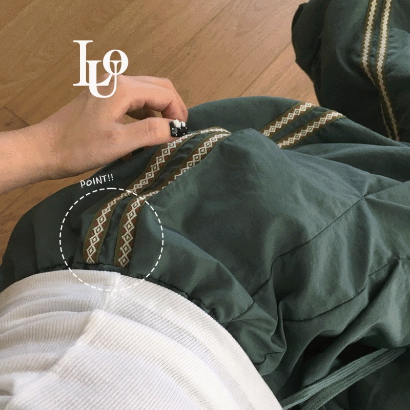 [ビンテージトラックpoint] ナイロン クール ワイド ストリング パンツ