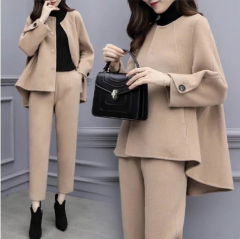 セットアップ レディース 秋冬 長袖 チェスターコート ロングパンツ 2点セット 通勤 フォーマル カジュアル オシャレ大きいサイズ 上品
