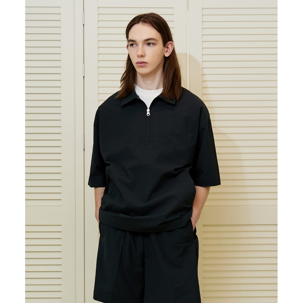 ファレットミニマルハーフカラーアノラックダークスチール