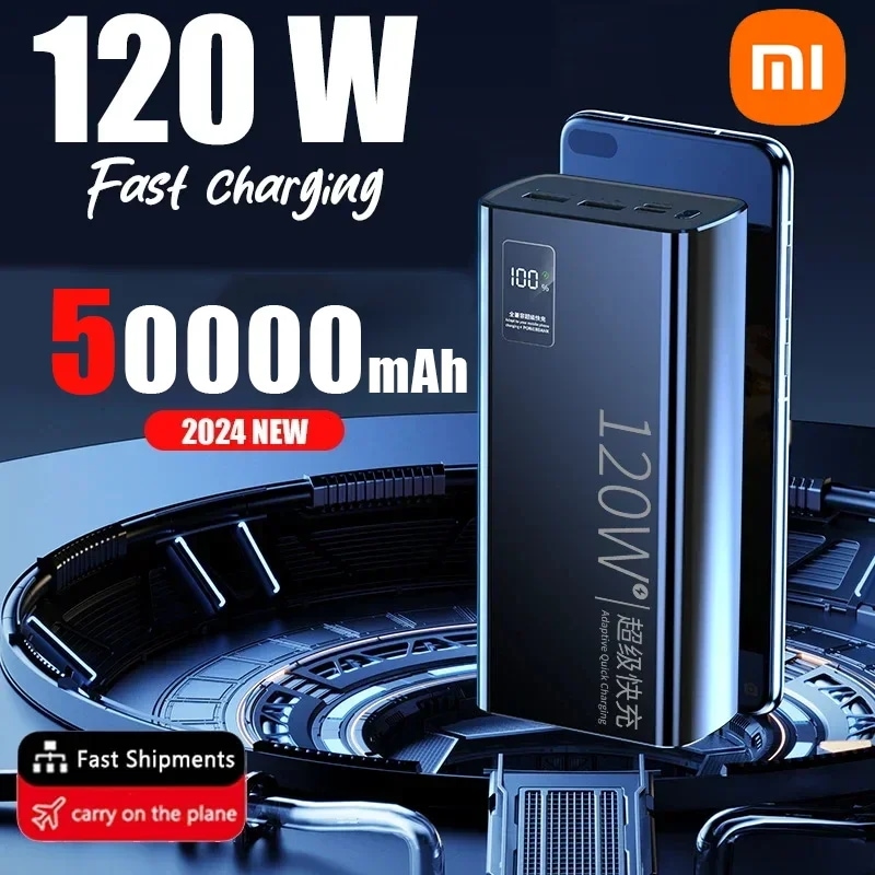 Lenovo-ハイ容量バッテリー充電器,120W, 50000mAh,iPhone, Samsung, Huawei,ホット用の急速充電パワーバンク - 509モバイルバッテリー