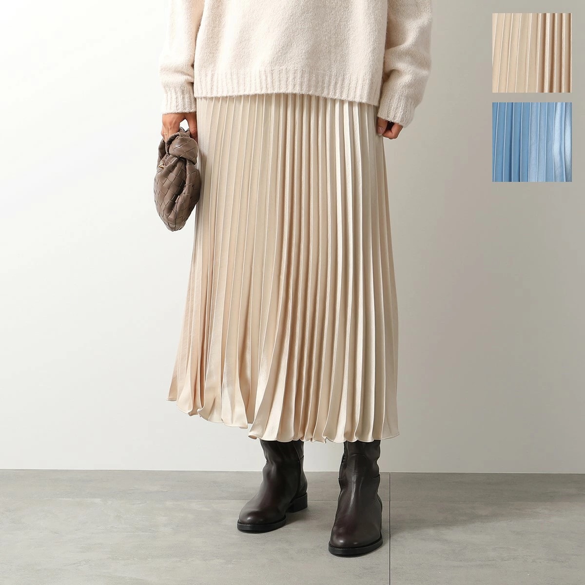 MAX MARA Weekend マックスマーラ ウィークエンド プリーツスカート GAVINO ガヴィーノ サテン ロングスカート フレア カラー2色