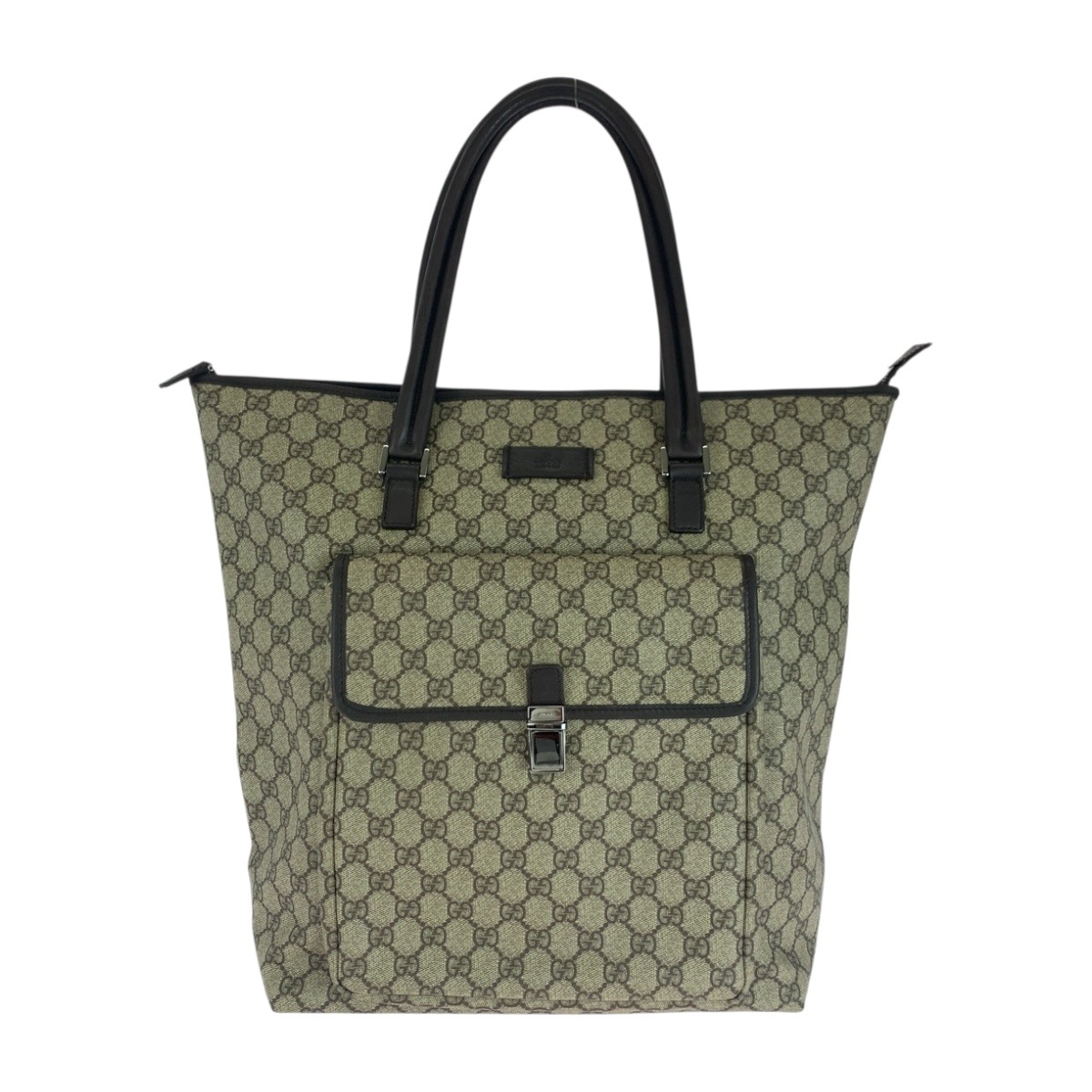 美品 ベージュ ブラウン シルバー金具 GGスプリームキャンバス 108832 トートバッグ ショルダーバッグ メンズ 603030