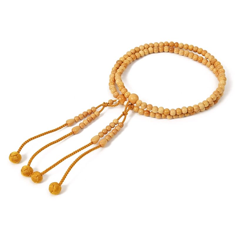 shingon.shop 念珠 数珠 真言宗 黄楊・柘植 尺二 共仕立 利久梵天 (金茶色) 桐箱入り