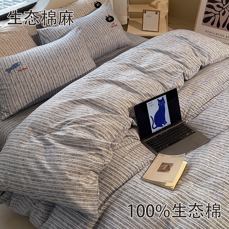 新しいinsスモールフレッシュ刺繍4ピースセットシリーズ100％エコロジーコットンドミトリーベッドセットベッドセット3ピースセット