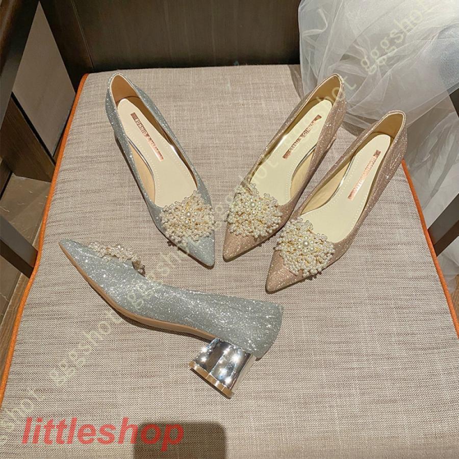 【急速出荷!】ヒールパンプス パンプス 3cmヒール 5センチヒール グリッター キラキラ ラメ おしゃれ 大きいサイズ 結婚式 ローヒール 太ヒール レディース 美脚 orange