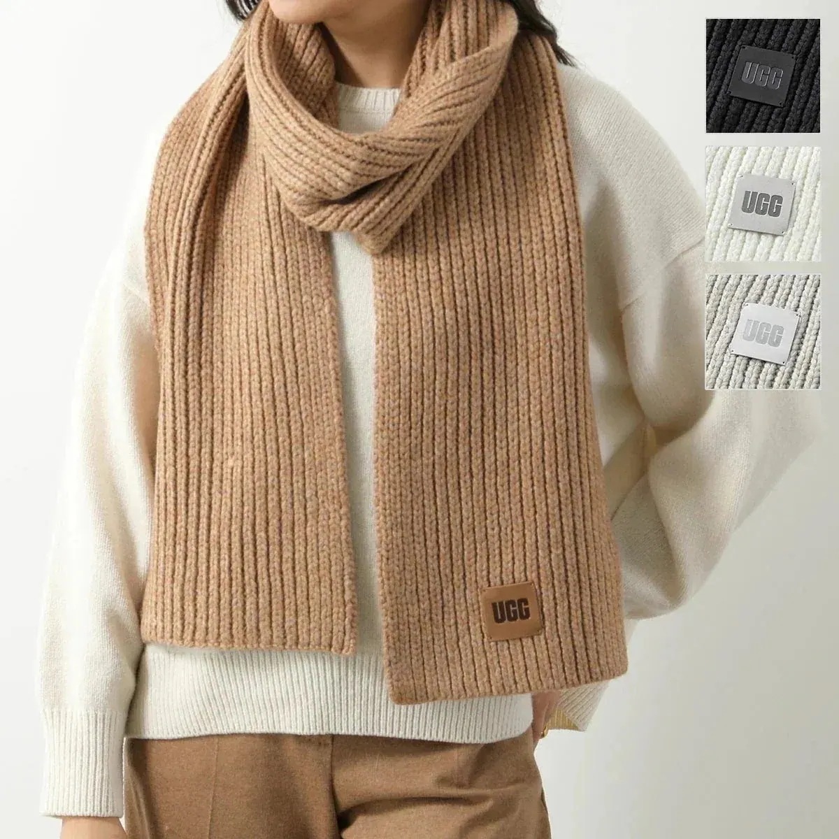 UGG アグ ニットマフラー U CHUNKY RIB KNIT SCARF チャンキー リブ ニット スカーフ 101106 レディース ロゴタグ ストール